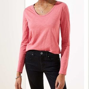 LOFT Long Sleeve Shirttail Hem Tee Top XS